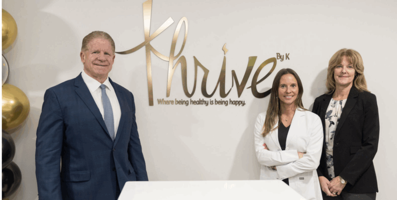 Lee County Commissioner Kevin Ruane, Kristen Gustin, and Doreen Ruane at Thrive by K’s recent grand opening.